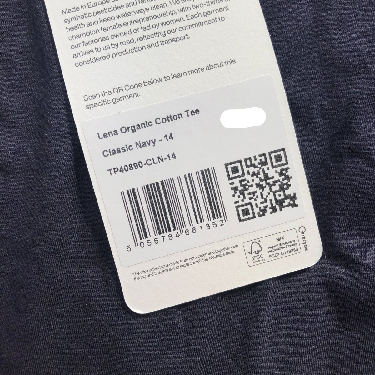 Baukjen Lena Organic Cotton Tee Classic Navy Size 14