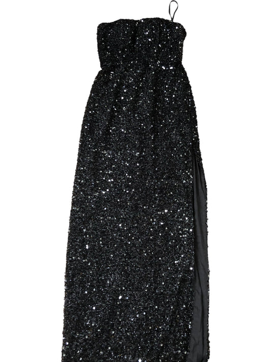 Jarlo Clement Sequined Strapless Dress Women's Black Evening Gown Size 8