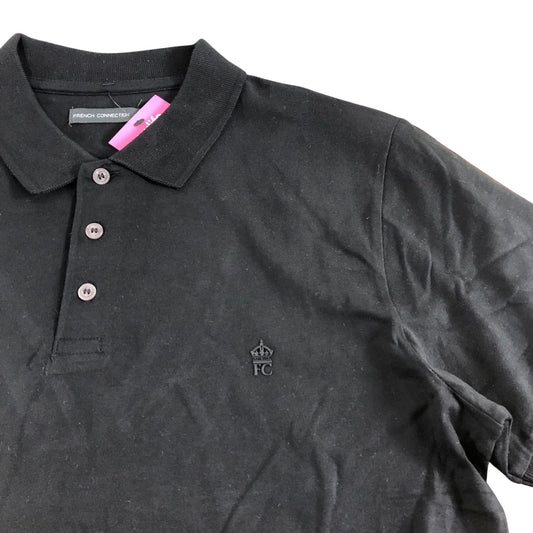 French Connection Men's Polo Shirt Size Medium Black Cotton Classic Fit