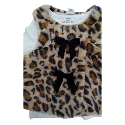 River Island Leopard Print Baby Vest 18-24 Months Girls Warm Fleece Layer