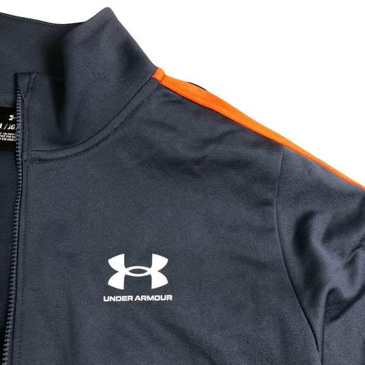 Under Armour Boys Zip Jacket YL 13-14 Navy Blue Orange Training Sport Wear