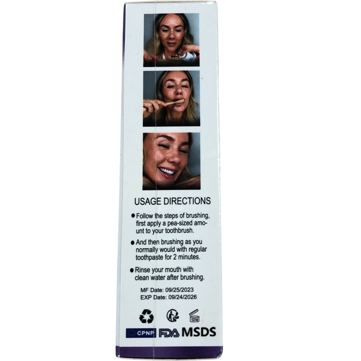 Purple Toothpaste 30ml Post Whitening Treatment Restores Brightness