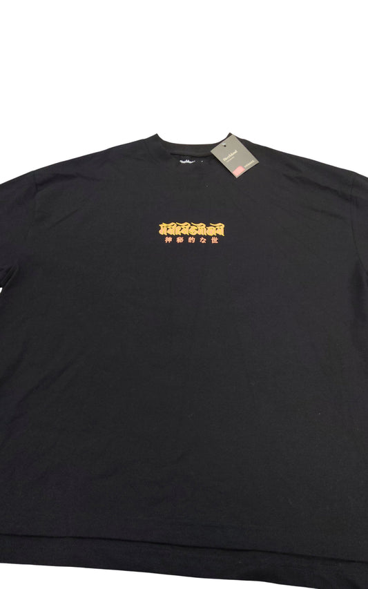 River Island Black Casual T-Shirt Size L Men's Graphic Print Unique Design