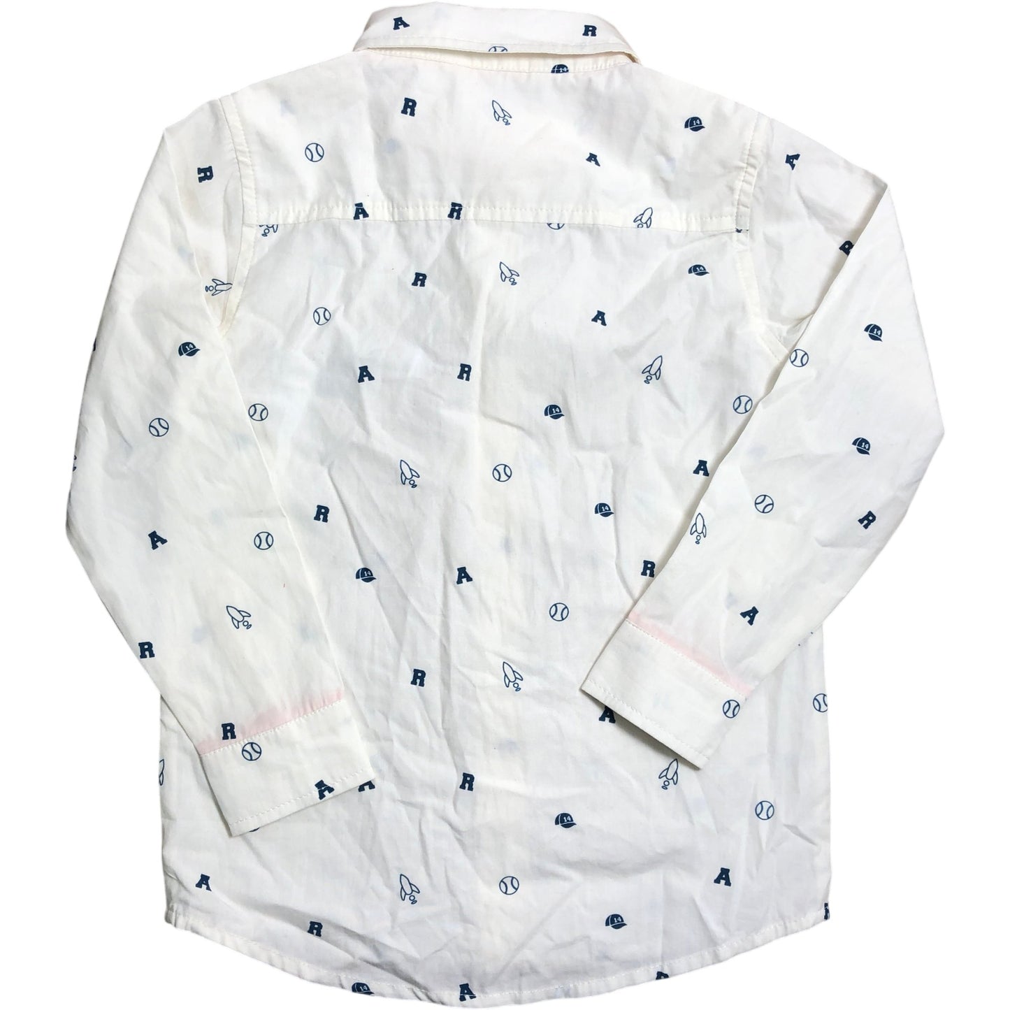 Angel & Rocket Boys White Long Sleeve Shirt 3-4 Years Rocket Baseball Print