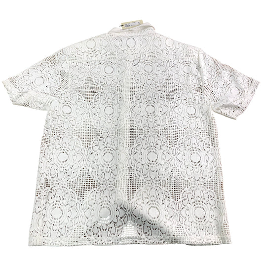 River Island Lace Button Up Shirt White Size S Men's Short Sleeve Floral Design
