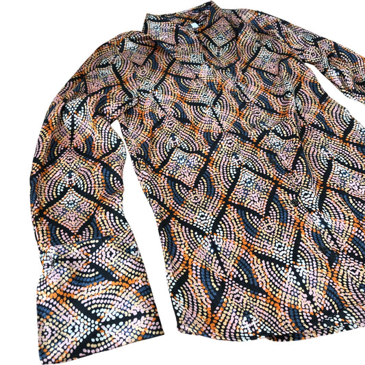 Branded Long Sleeve Blouse UK Women's Colourful Pattern Polyester UK8