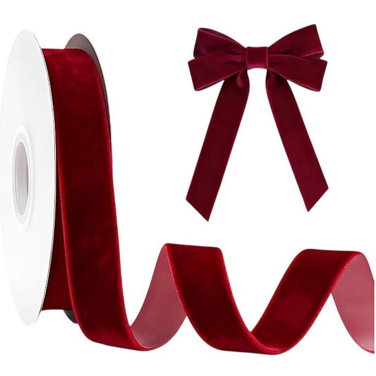 Red Velvet Ribbon Roll 25mm Gifting Trim 10m
