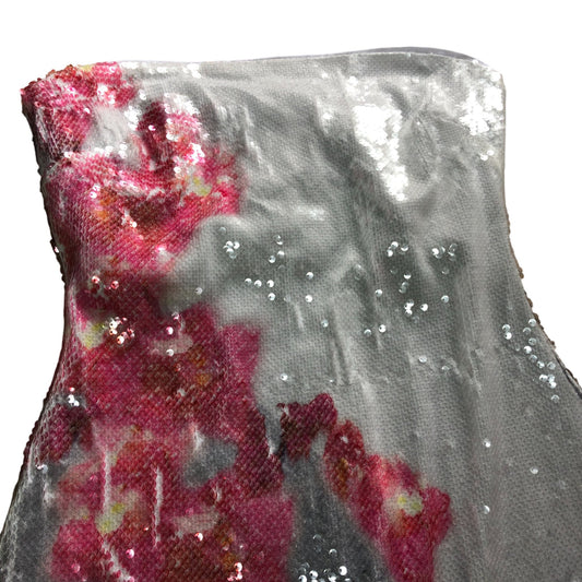 Halston Sequin Maxi Dress Size 4 Women's Floral Print Ombre Sequins Evening