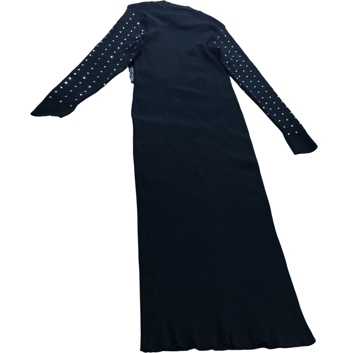 River Island Diamante Long Sleeve Bodycon Dress UK16 Women's Black
