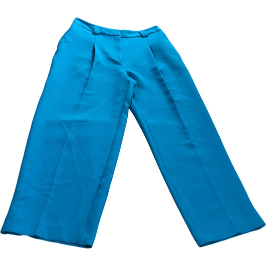 River Island UK10 Women's Smart Trousers Bright Blue Pleated Style