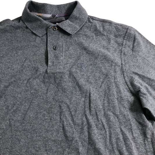 Barbour Essential Long Sleeve Polo Shirt Slate Marl Size L Men Classic Fit