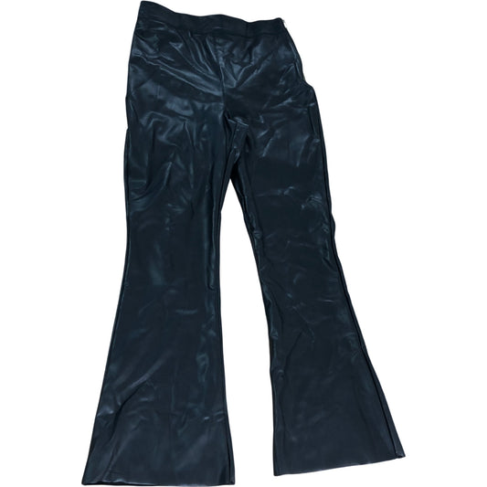 River Island Black Flared Trousers UK8 Women's Faux Leather High Waist