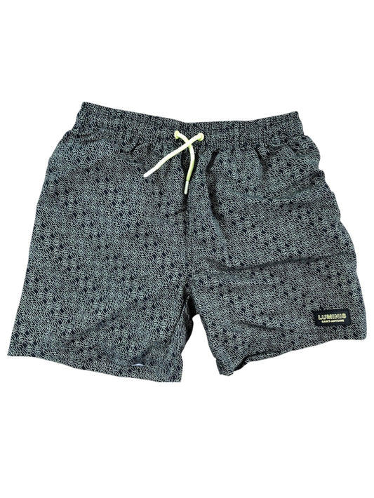 Luminis Poolside Swim Shorts 11 12 Years Boys Black Green Printed Swimwear