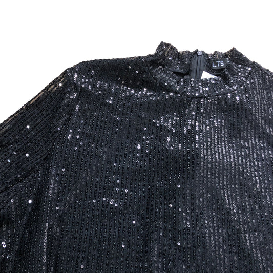 Long Tall Sally UK20 Women's Black Sequin Long Sleeve Evening Maxi Dress
