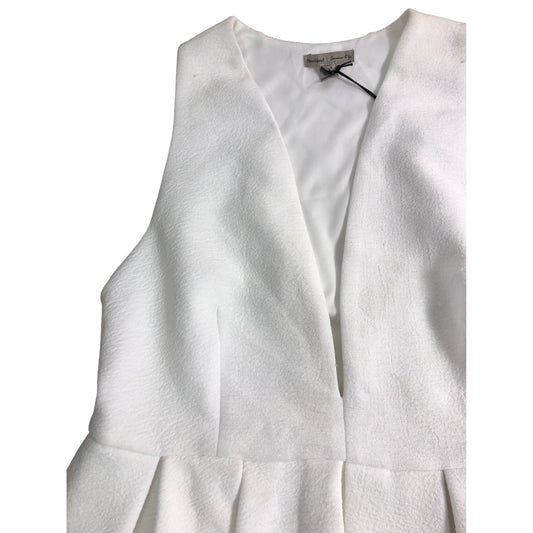 River Island Peplum Top UK Medium Women's White Lightweight Sleeveless Blouse