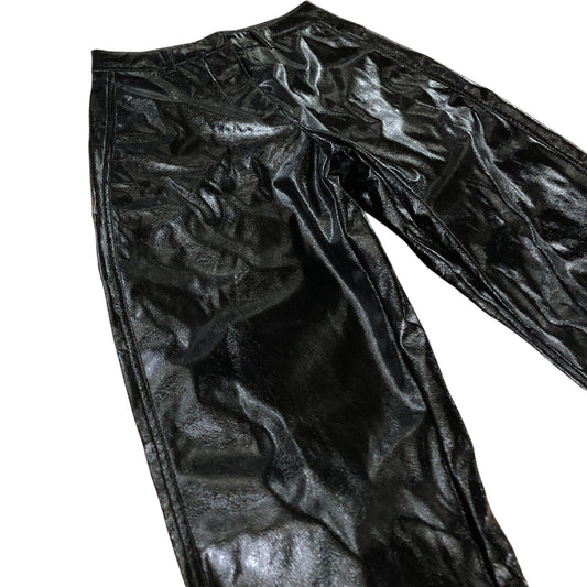 Branded High Shine Black Trousers Women's Faux Leather UK8