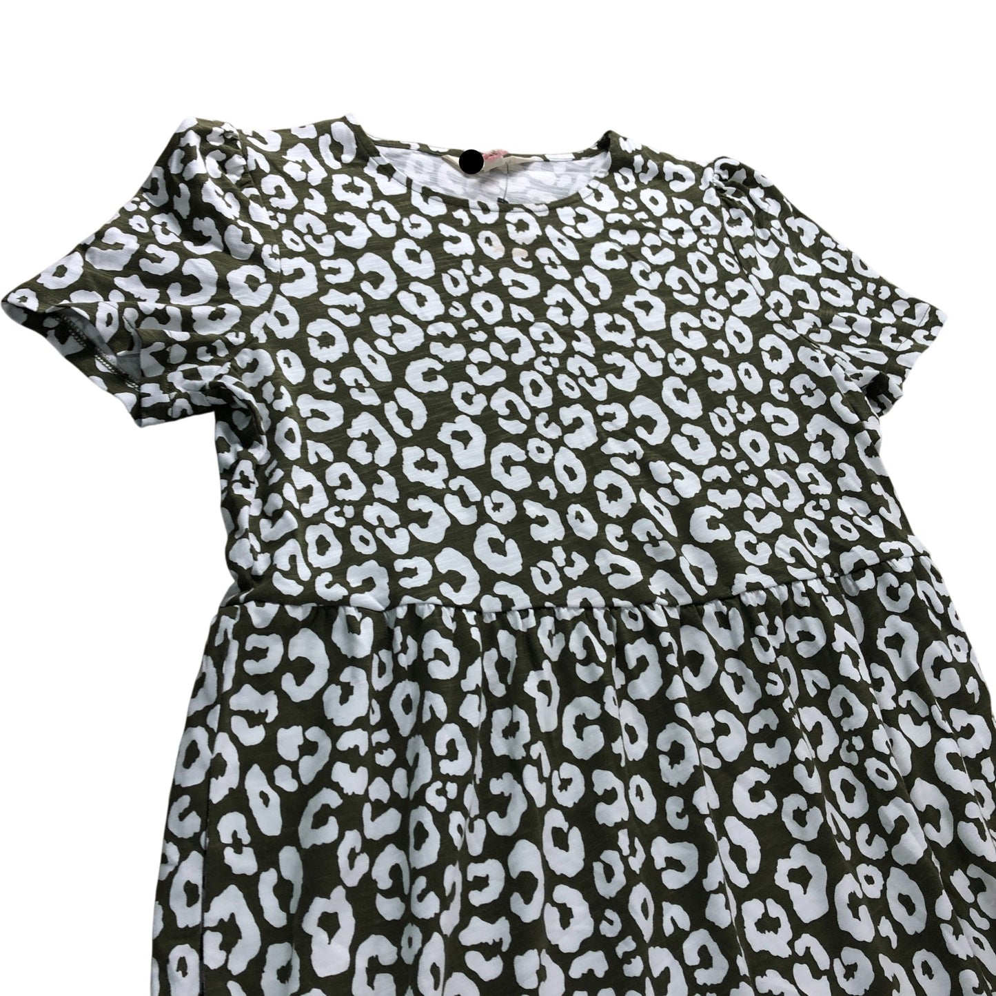 Branded Olive Green Animal Print Midi Dress - Size 12