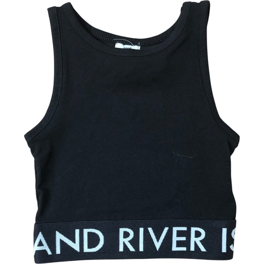 River Island Girls Crop Top Size 5-6 Years Black Activewear Summer Wear