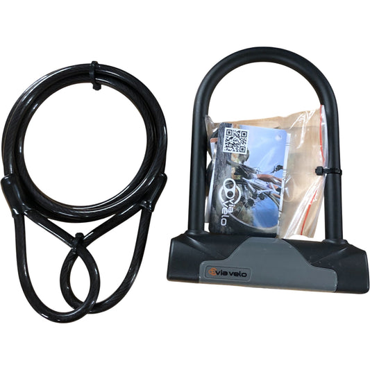 New Via Velo U Lock With Cable Bike Security Accessory Set Collection