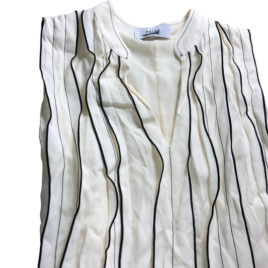 Branded Dress Women's UK Size 10 Cream Striped V Neck Sleeveless Stylish