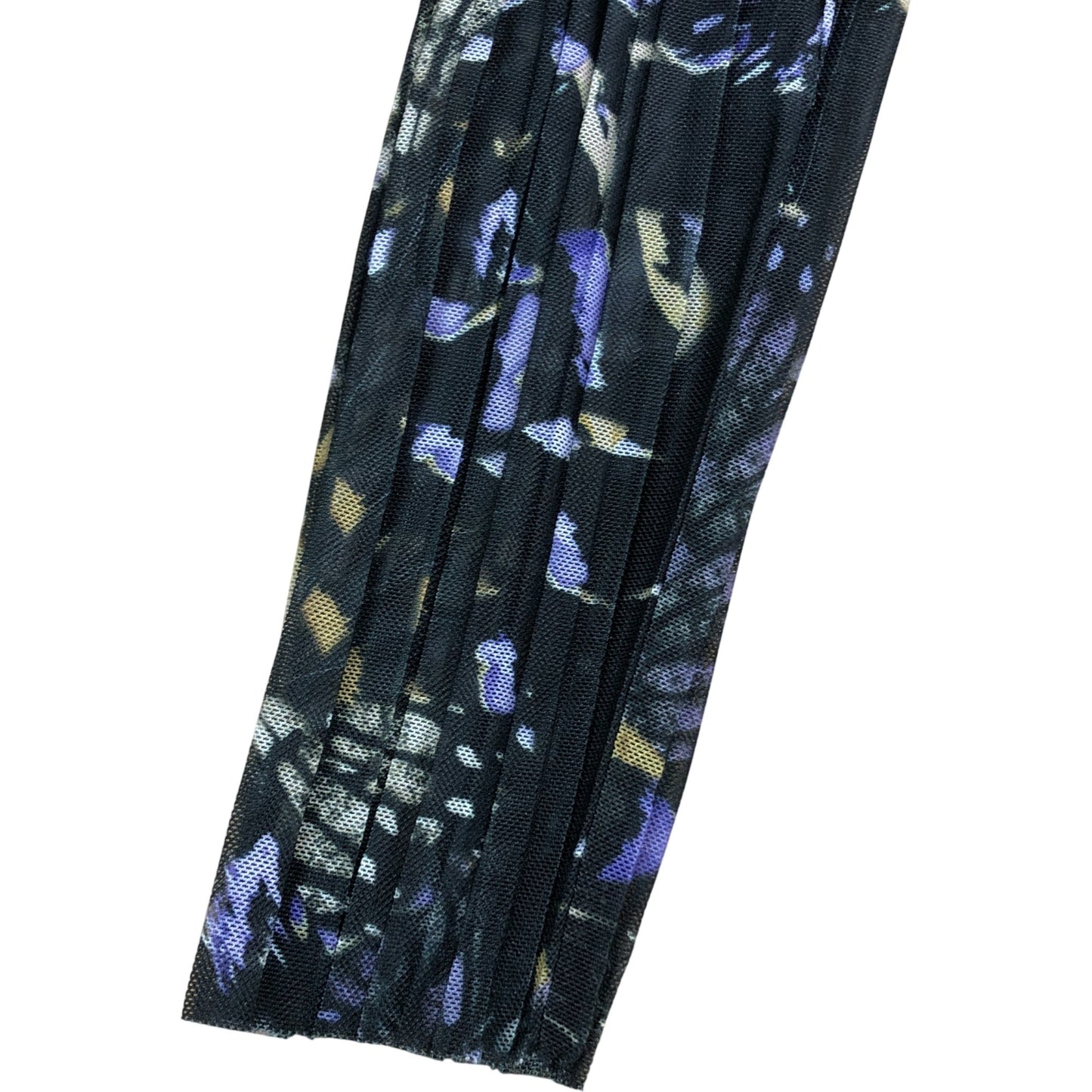 Branded Black Abstract Print Mesh Midi Dress - Size 16