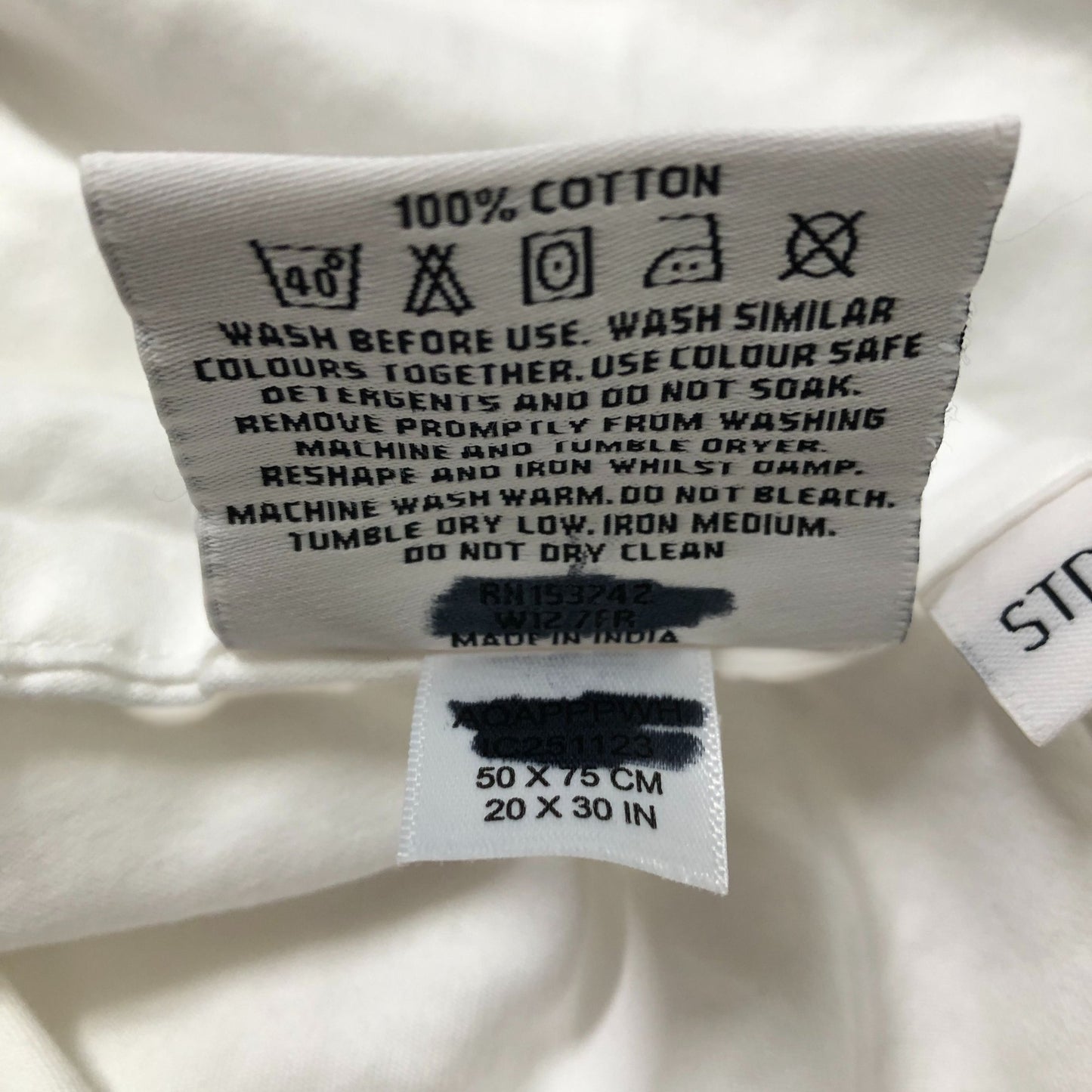 The White Company Pillowcase 50x75cm 100 Percent Cotton White Bedding Washable