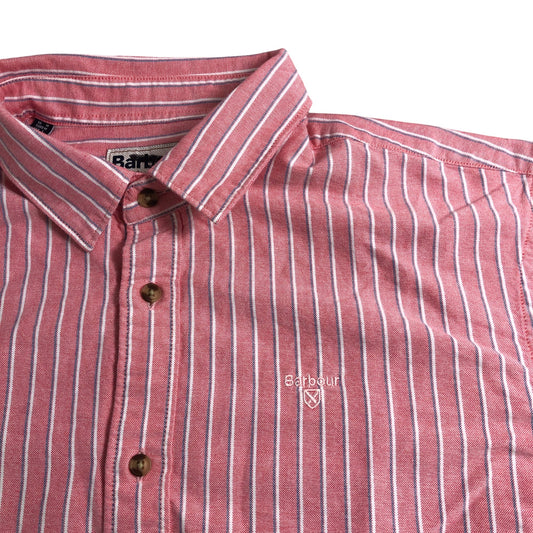 Barbour Relaxed Fit Casual Shirt Men's Red Stripe Cotton Medium
