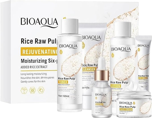 BIOAQUA Rice Raw Pulp Rejuvenating Moisturizing Six Piece Suit 6 Items