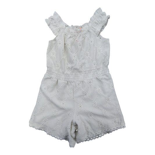 River Island Baby Girls White Romper 3-4 Years Cotton Eyelet Lace Detail