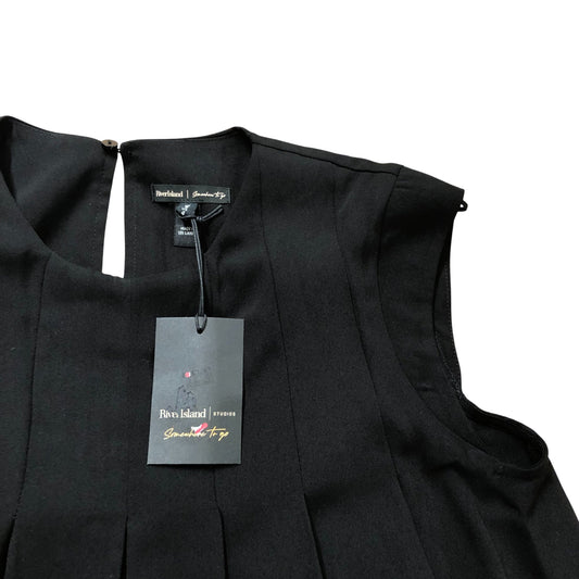 River Island Women's Black Sleeveless Casual Top Size 8 Elegant Flared Design