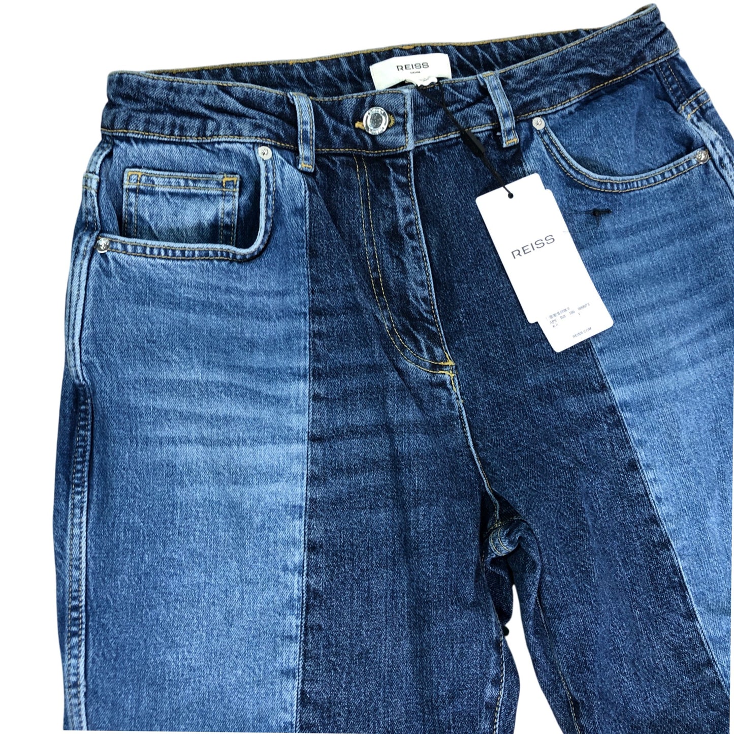 Reiss Birch Patch Straight Leg Jeans 30R Women's Mid Blue Denim Style