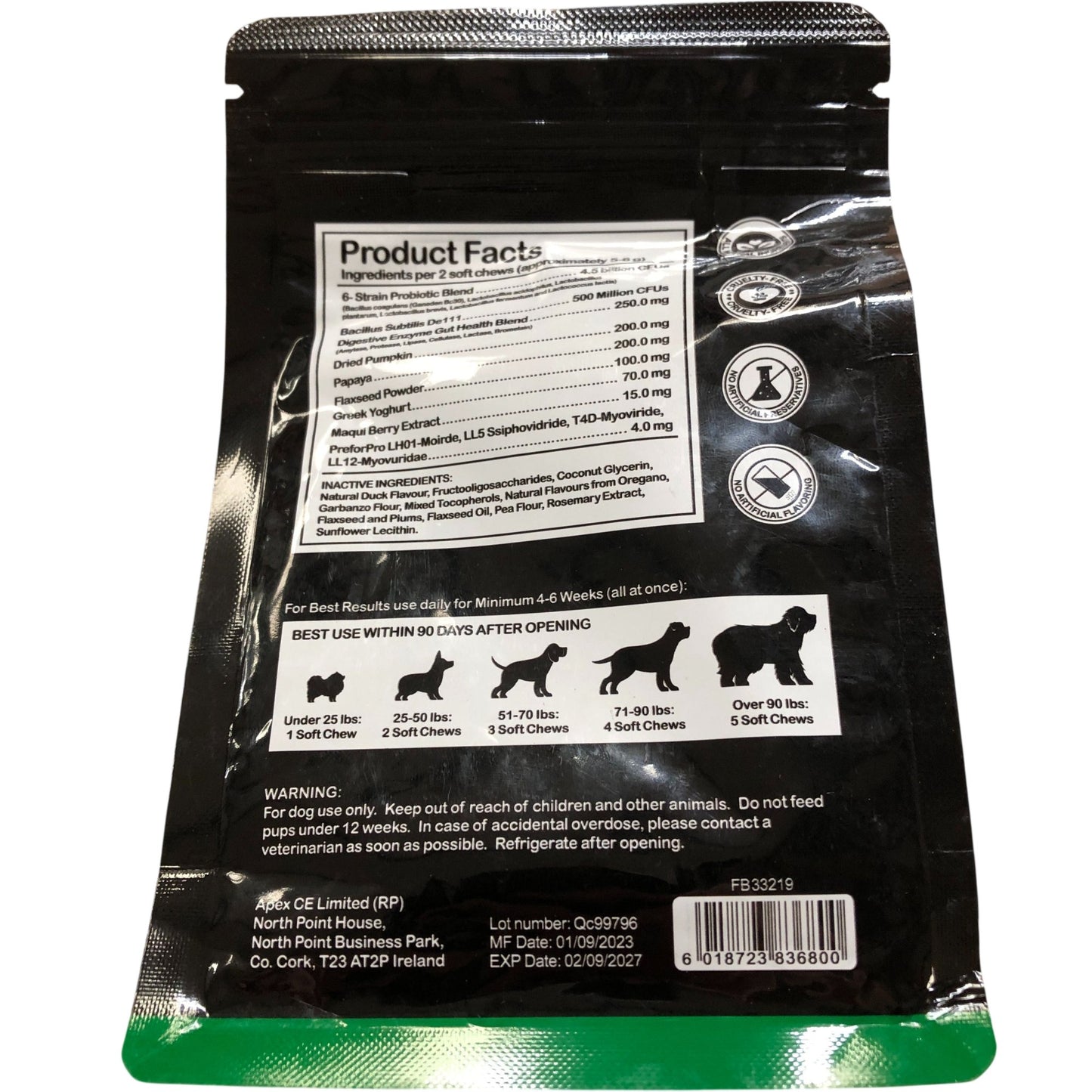 Pre and Probiotic Digestive Treats for Dogs 60 Soft Chews Duck Flavor All Ages