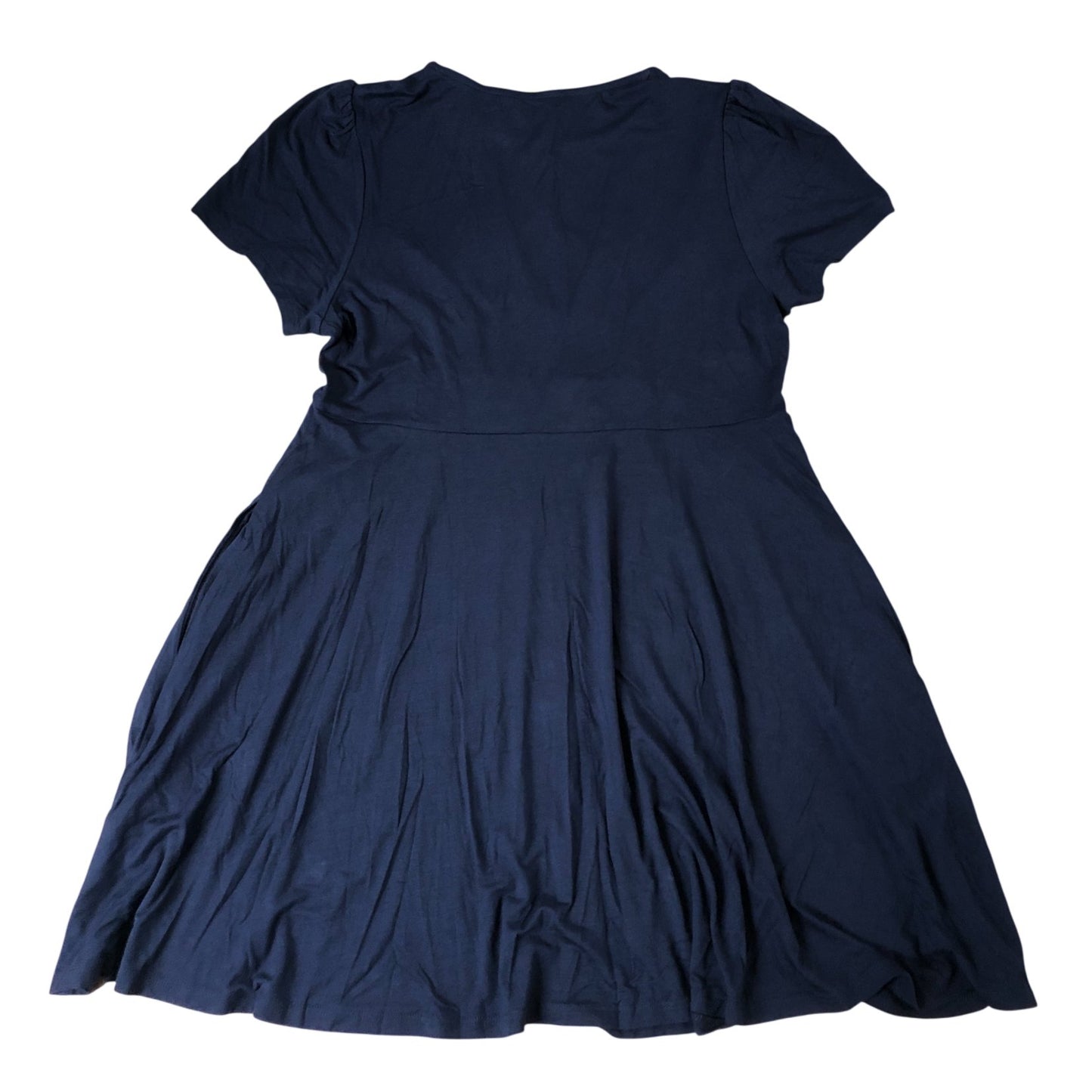 Women's Elegant Navy Blue Dress Size 14 Flared Short Sleeve