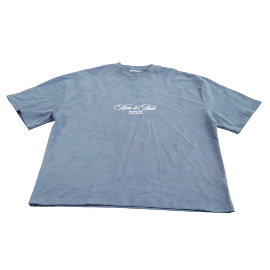 River Island Amé Le Nuit T-Shirt UK L Men's Blue Cotton Short Sleeve Tee