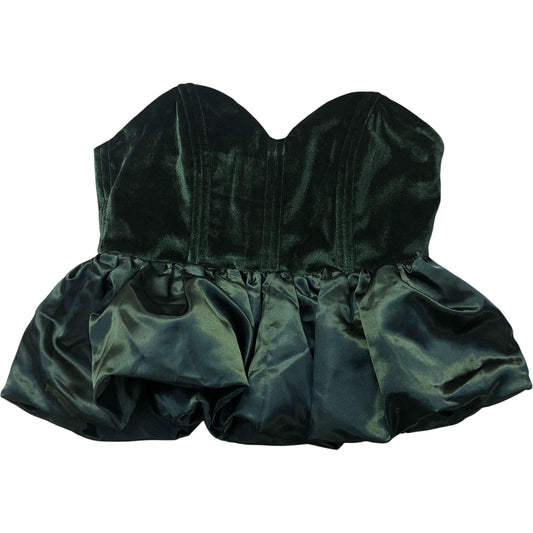 River Island Green Velvet Corset Top With Ruffle Hem