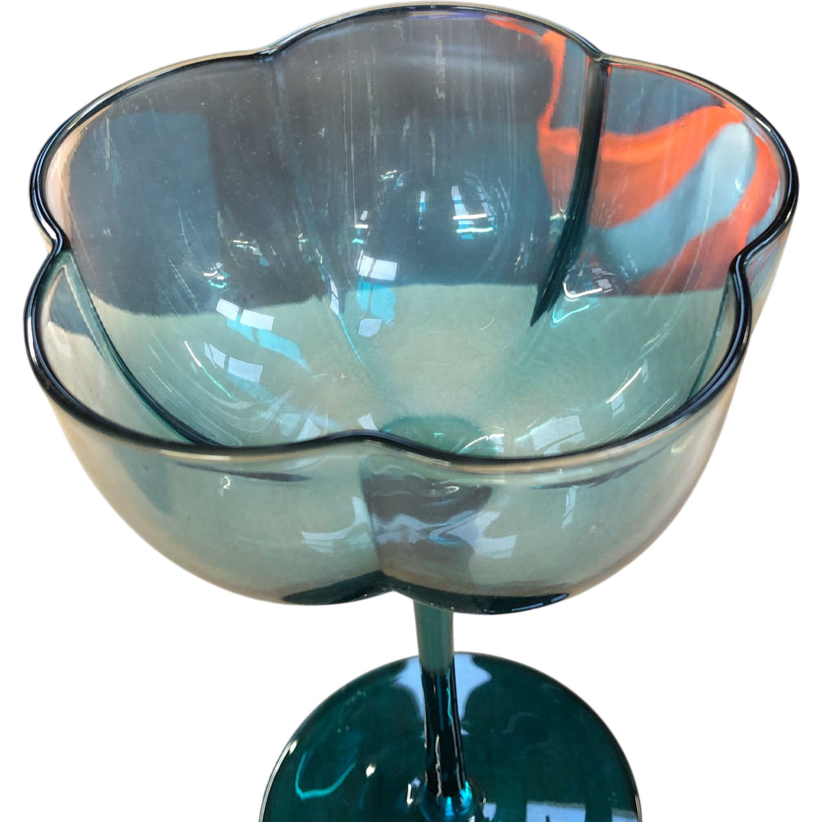 Vintage Style Teal Cocktail Glass