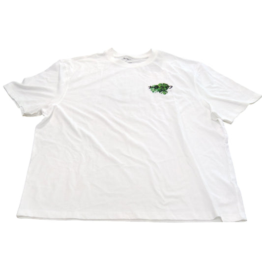 River Island Regular Fit T-Shirt XL Men's White Green Print Tropical Design