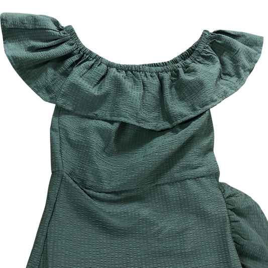 River Island Green Ruffle Hem Dress Women's Size 6