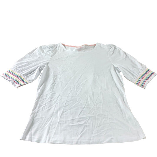 White Puff Sleeve Smock Cuff T-Shirt - Size 10