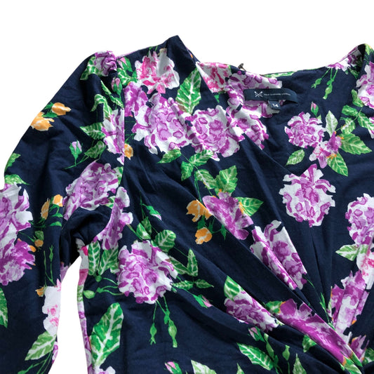 Crew Clothing Company Floral Print Midi Dress UK14 Women's Twist Tie Navy
