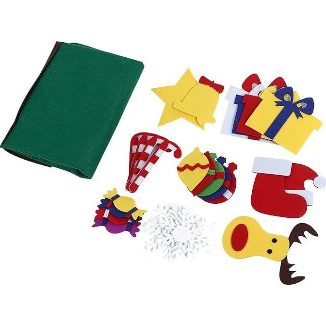 DIY Felt Christmas Tree Set with Craft Ornaments for Kids