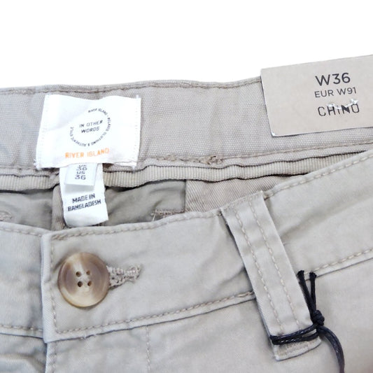River Island Chino Shorts W36 Men's Beige Cotton Comfortable Casual Wear