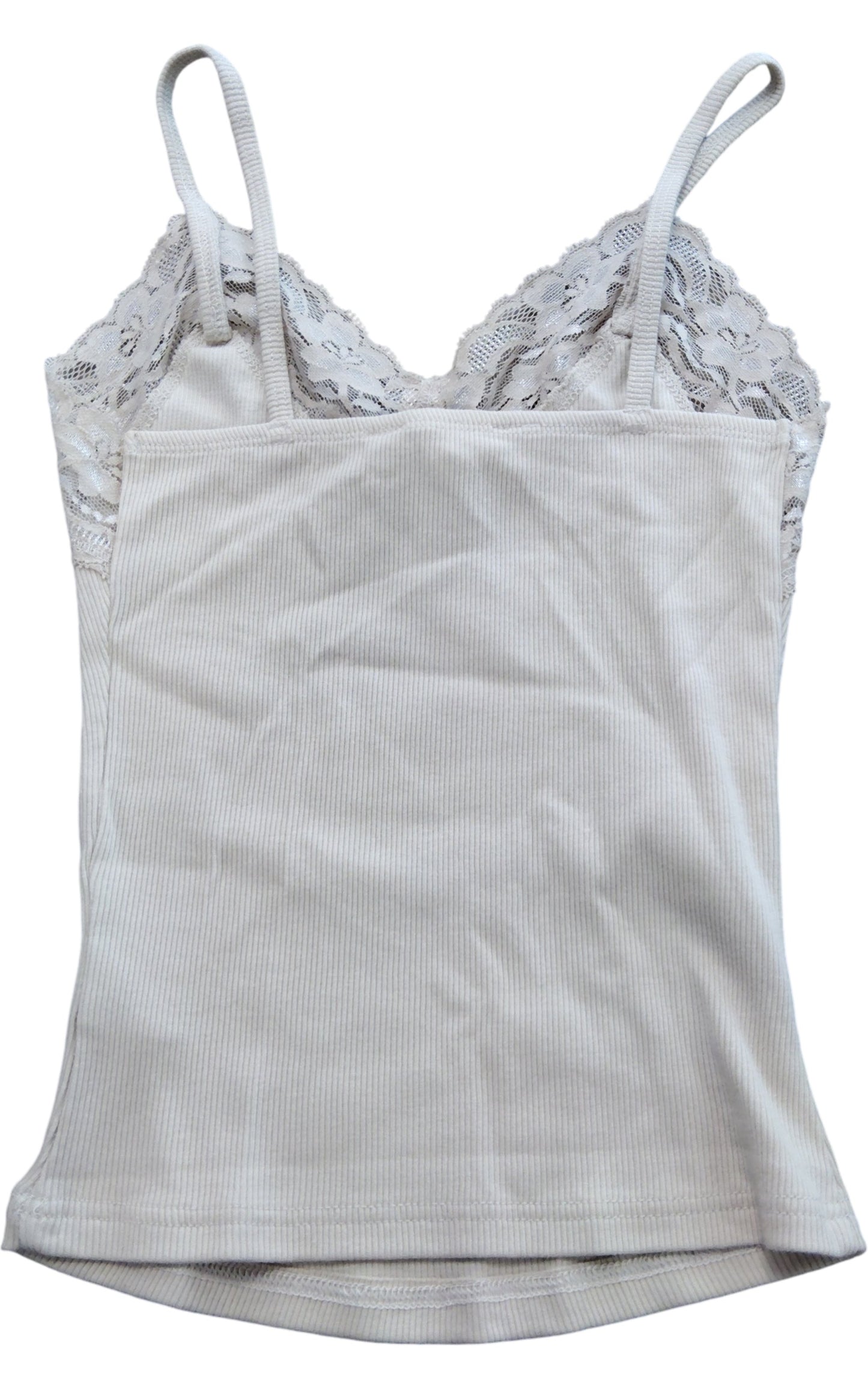 River Island Lace Trim Camisole Top Size XS Women's Cream Ribbed Blend