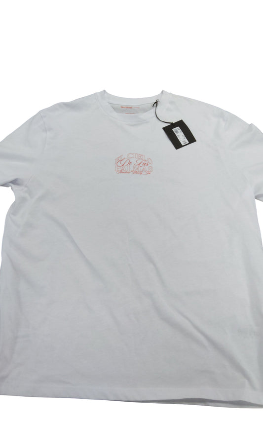 River Island Regular Fit T-Shirt EL Cielo De Las Palmas White Graphic Print XL