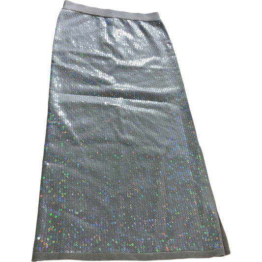 River Island Sequin Midi Skirt Women's Stretch Beige Size 8