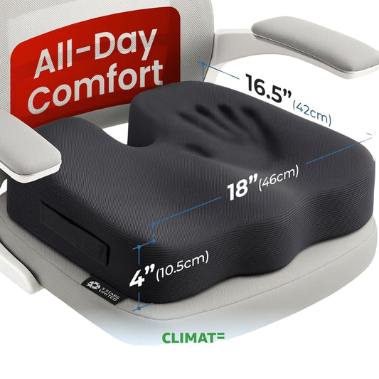 5 Stars United Memory Foam Seat Cushion Ergonomic Comfort Relief 16.5x18x4