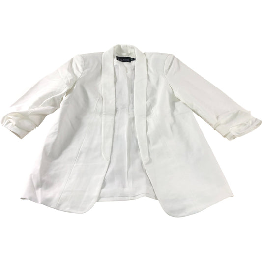 Pieces White Ruched Sleeve Blazer - Size 8