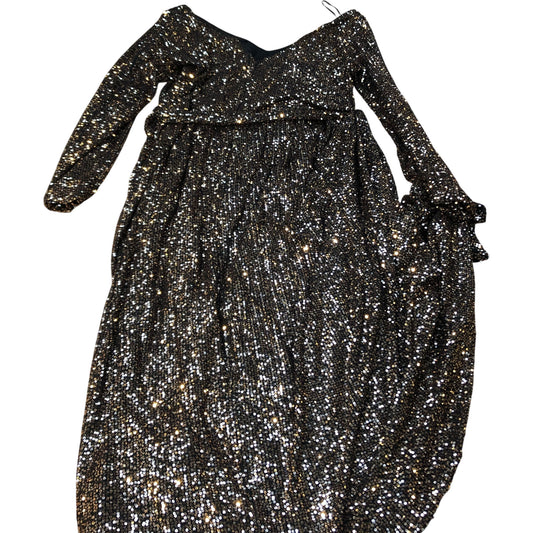 Evening Dress UK20 Women's Long Sequin Black Gold Glittery Party