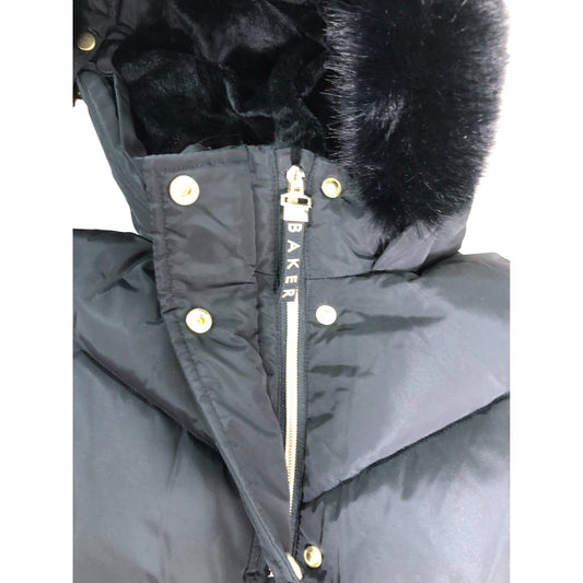 Baker By Ted Baker Puffer Jacket Age 7 Years Kids Black Faux Fur Hooded