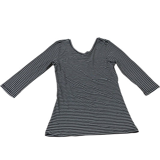 Striped Long Sleeve Top Size 12 Women's Casual Cotton Blend Black White